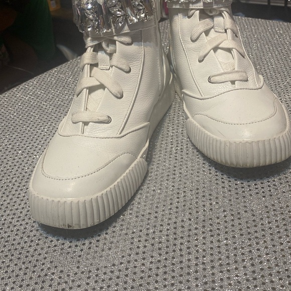 Karl Lagerfeld White Sneakers with Crystal Ankle Strap - Picture 8 of 9